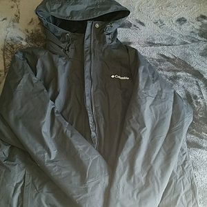 Columbia black fleece lined hooded jacket 2x